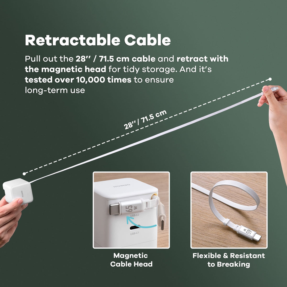 Retract&Go 65W USB-C GaN Charger