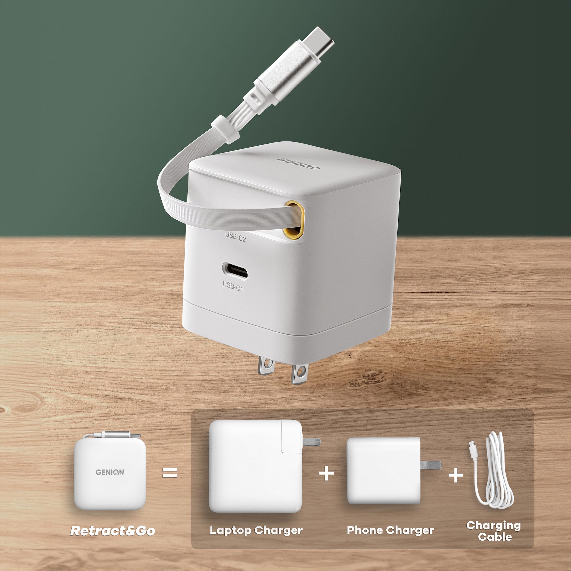 Retract&Go 65W USB-C GaN Charger