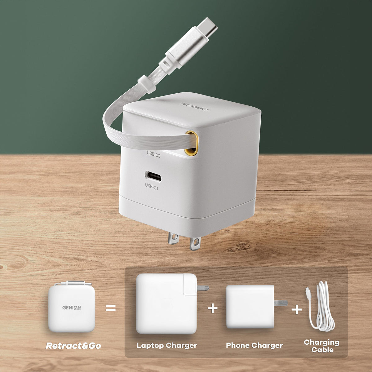 Retract&Go 65W USB-C GaN Charger