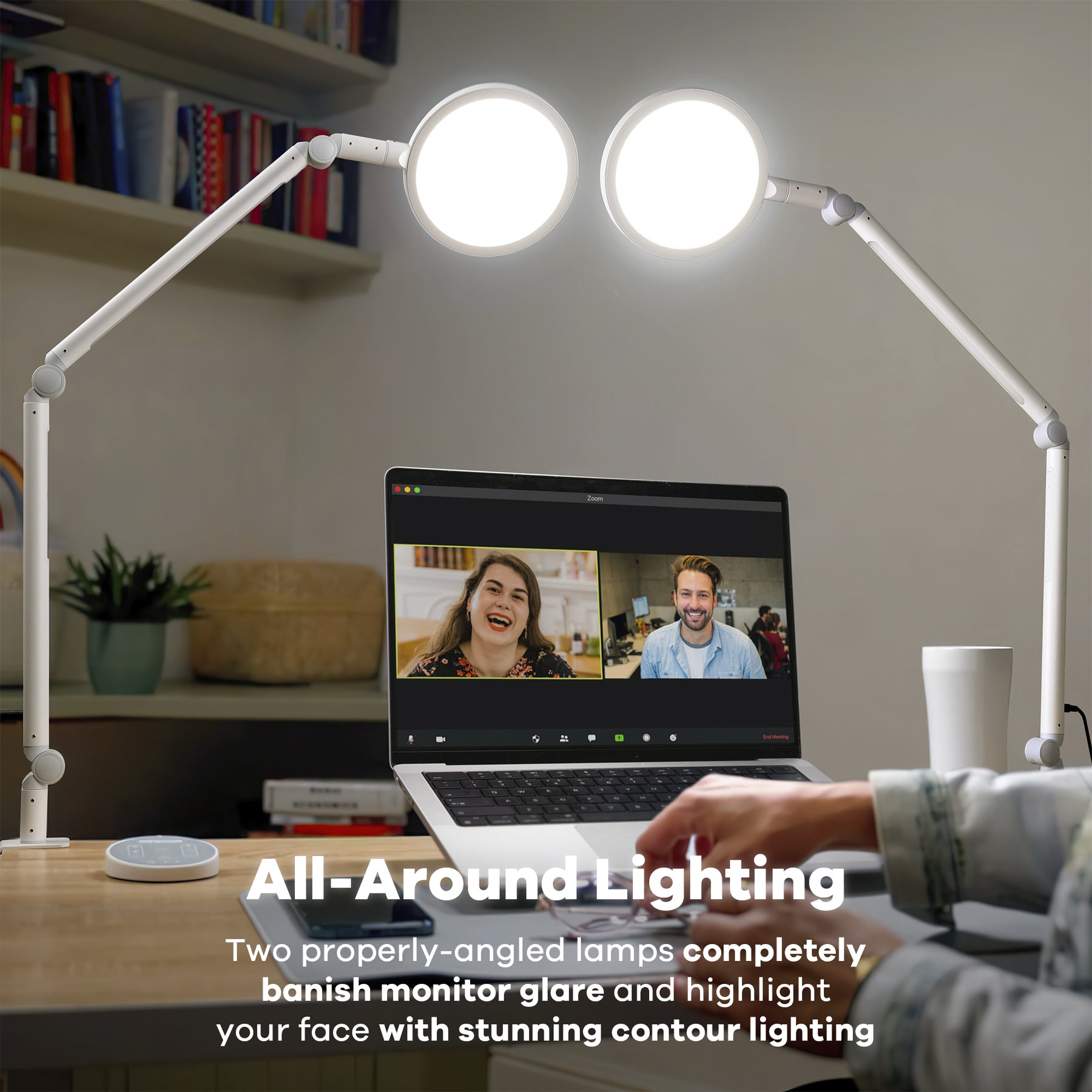 Dual Swing Arm Desk Lamp for Home Office, Eye-Care Double Head Desk Light  with